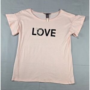NWT Victoria's Secret Blush Pink LOVE Graphic Minimalist Soft Knit Tee XS Sequin